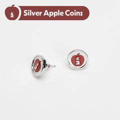 Tagi. Gold Coin Smiley Apple Earrings/Ear Clips