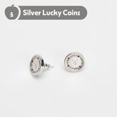 Tagi. Gold Coin Smiley Apple Earrings/Ear Clips