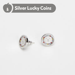 Tagi. Gold Coin Smiley Apple Earrings/Ear Clips