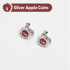 Tagi. Gold Coin Smiley Apple Earrings/Ear Clips