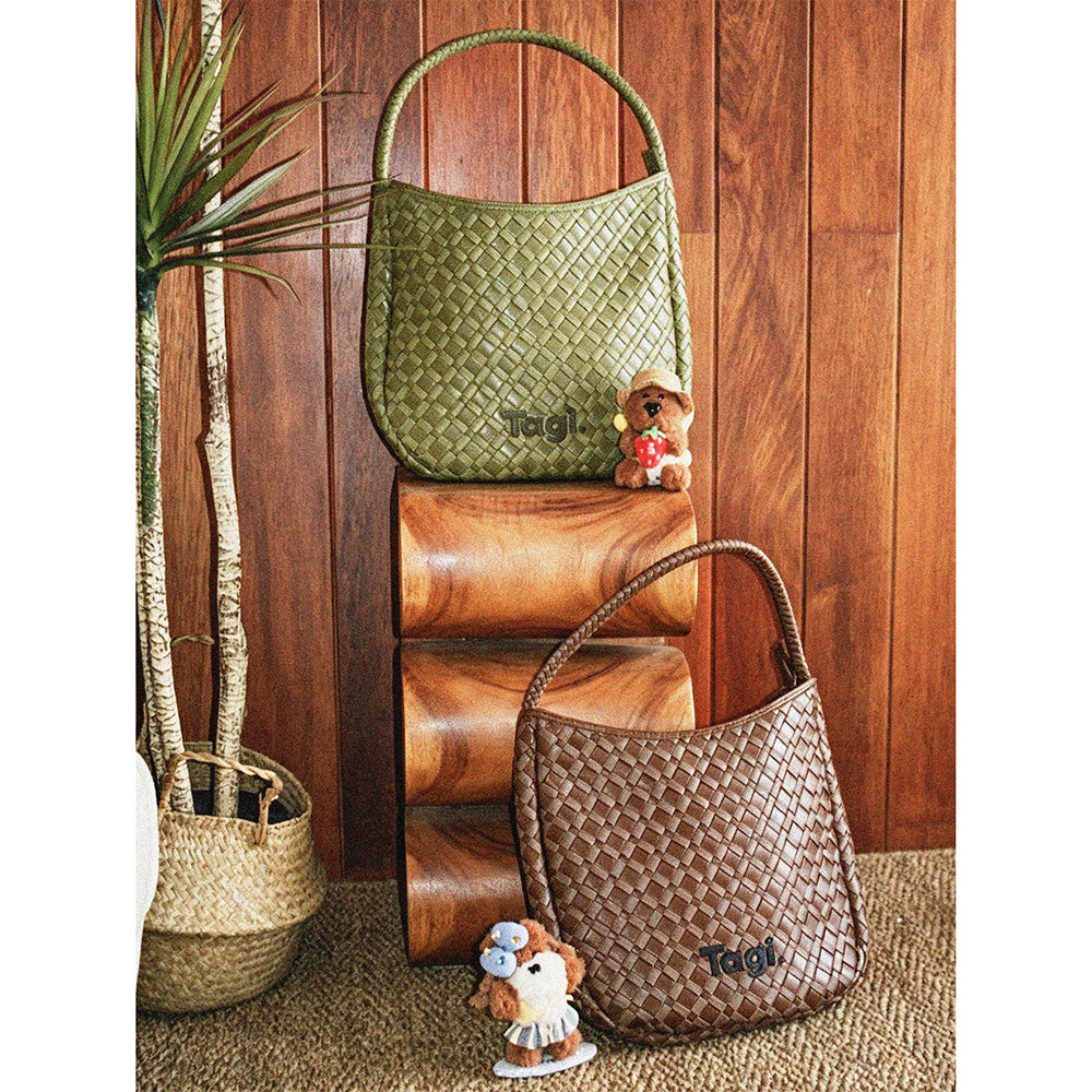 Tagi. PU Leather Woven Shoulder Bag