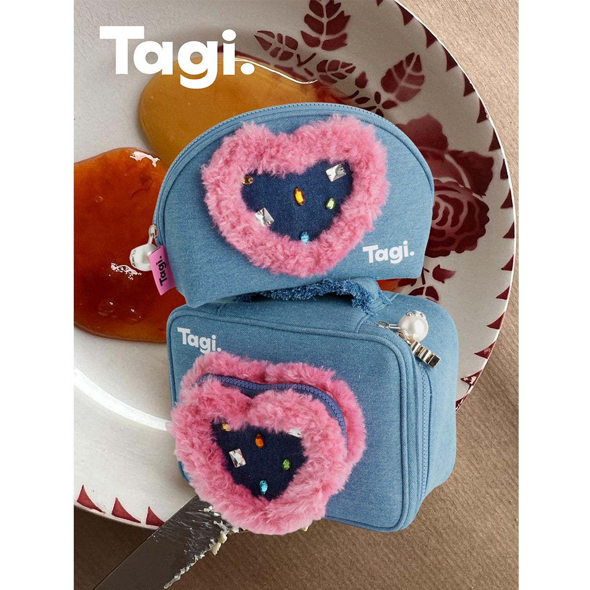 Tagi. Imagine Jelly Love Denim Storage Bag
