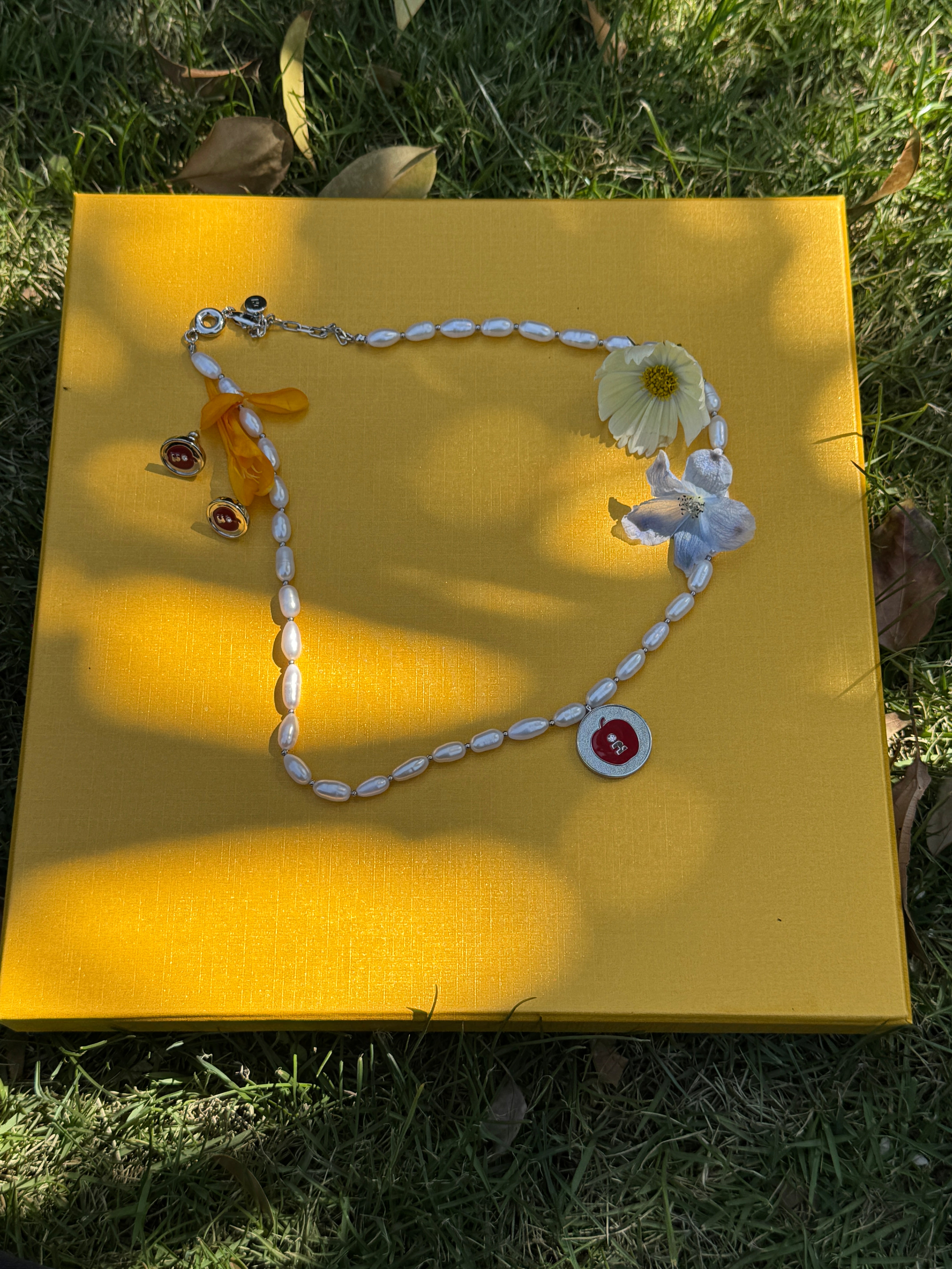 Tagi. Gold Coin Smiley Apple Necklace