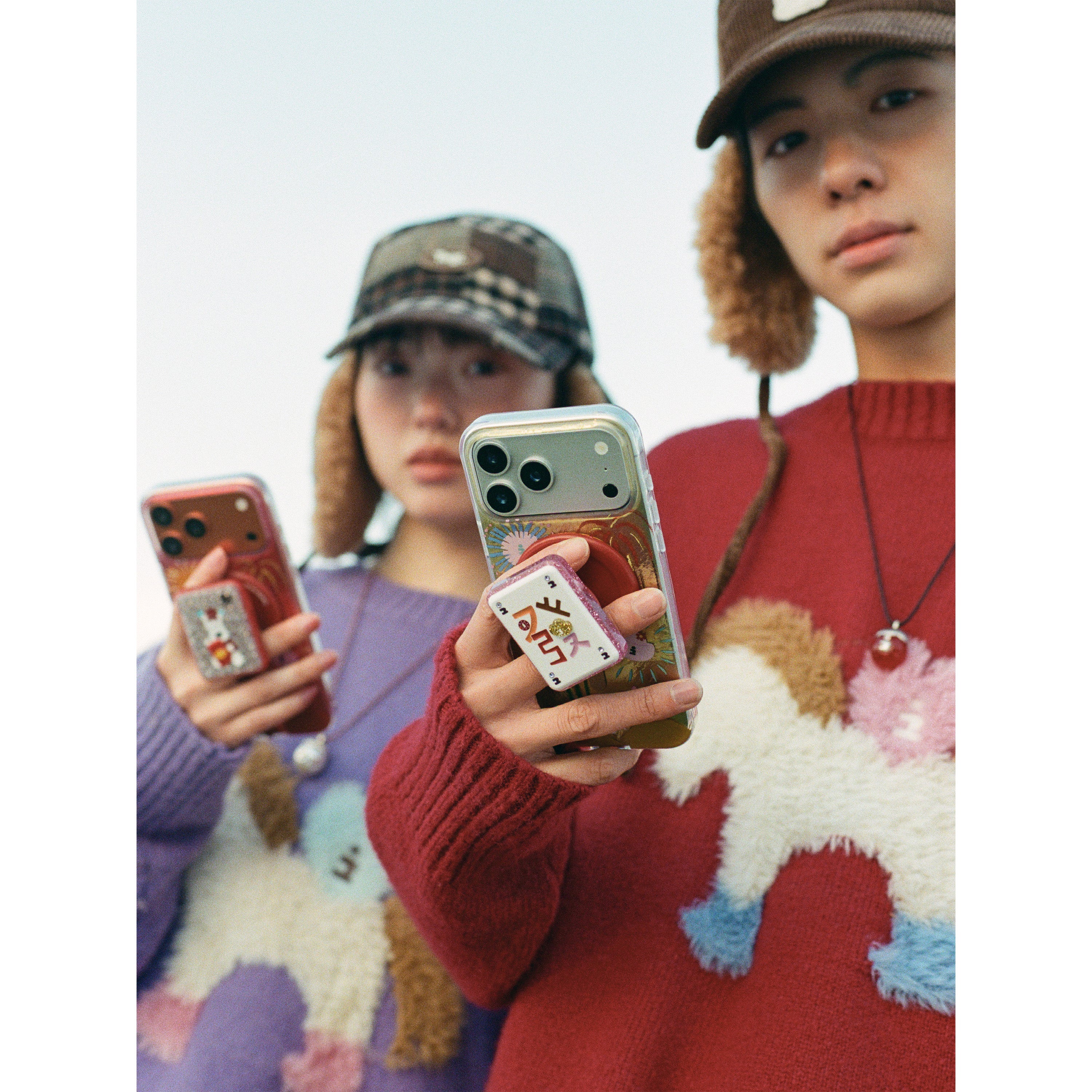 Tagi. Fireworks Shining Magnetic Phone Case & Mahjong Luck Spinner Magnetic Rotating Phone Holder