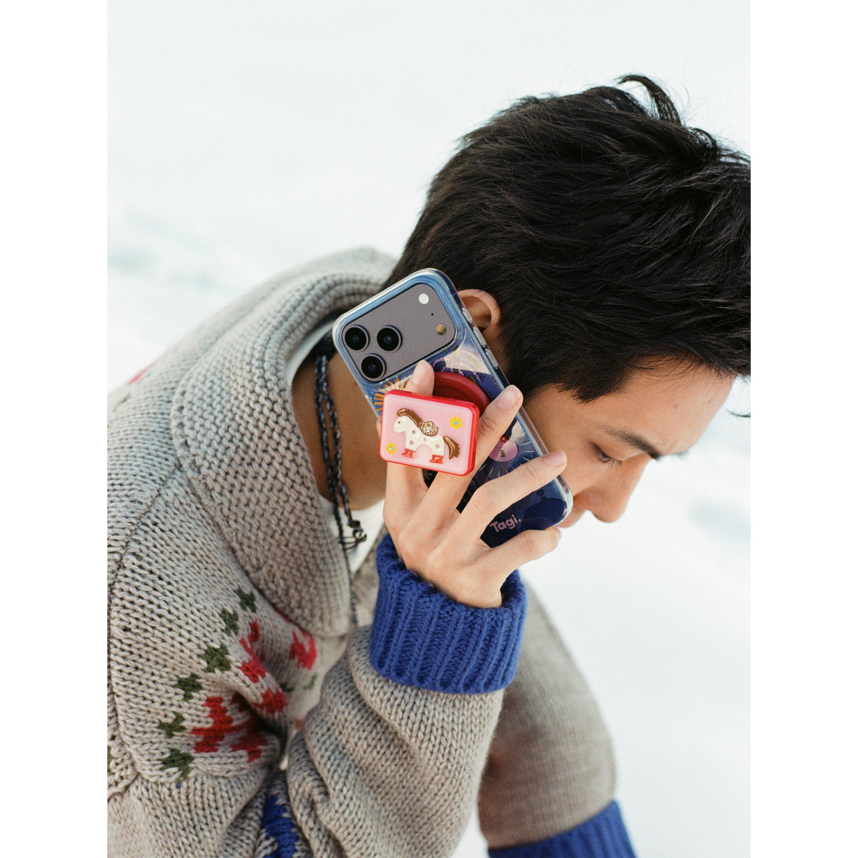 Tagi. Fireworks Shining Magnetic Phone Case & Mahjong Luck Spinner Magnetic Rotating Phone Holder