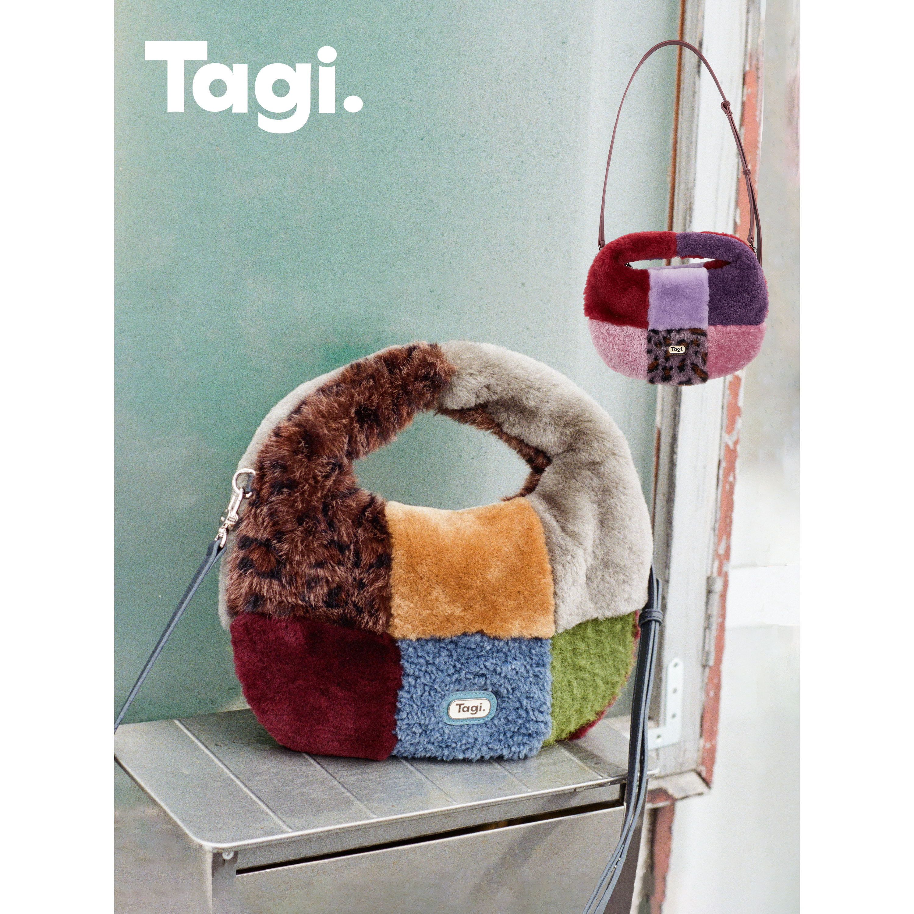 Tagi. Fuzzy Patchwork Shoulder Bag