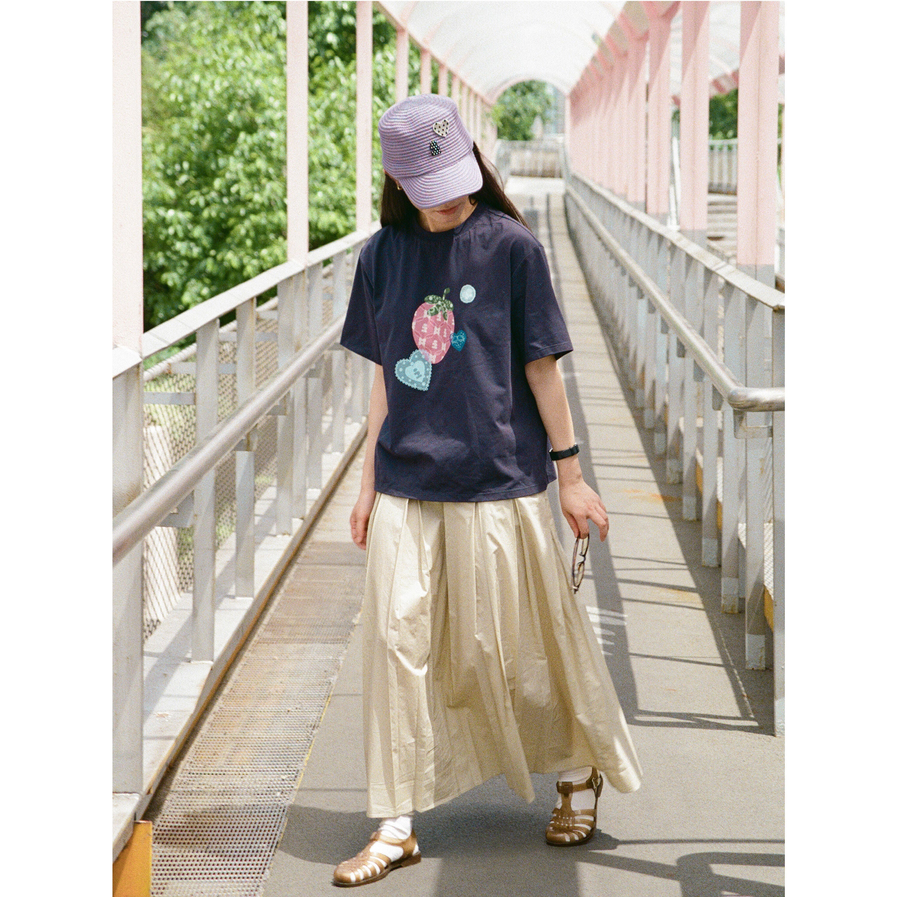 Tagi. Heart Dots Riding Cap Woven Newsboy Cap