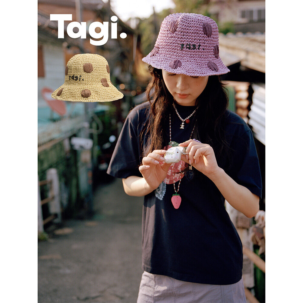 Tagi. Narrow-brimmed Dots Woven Hat