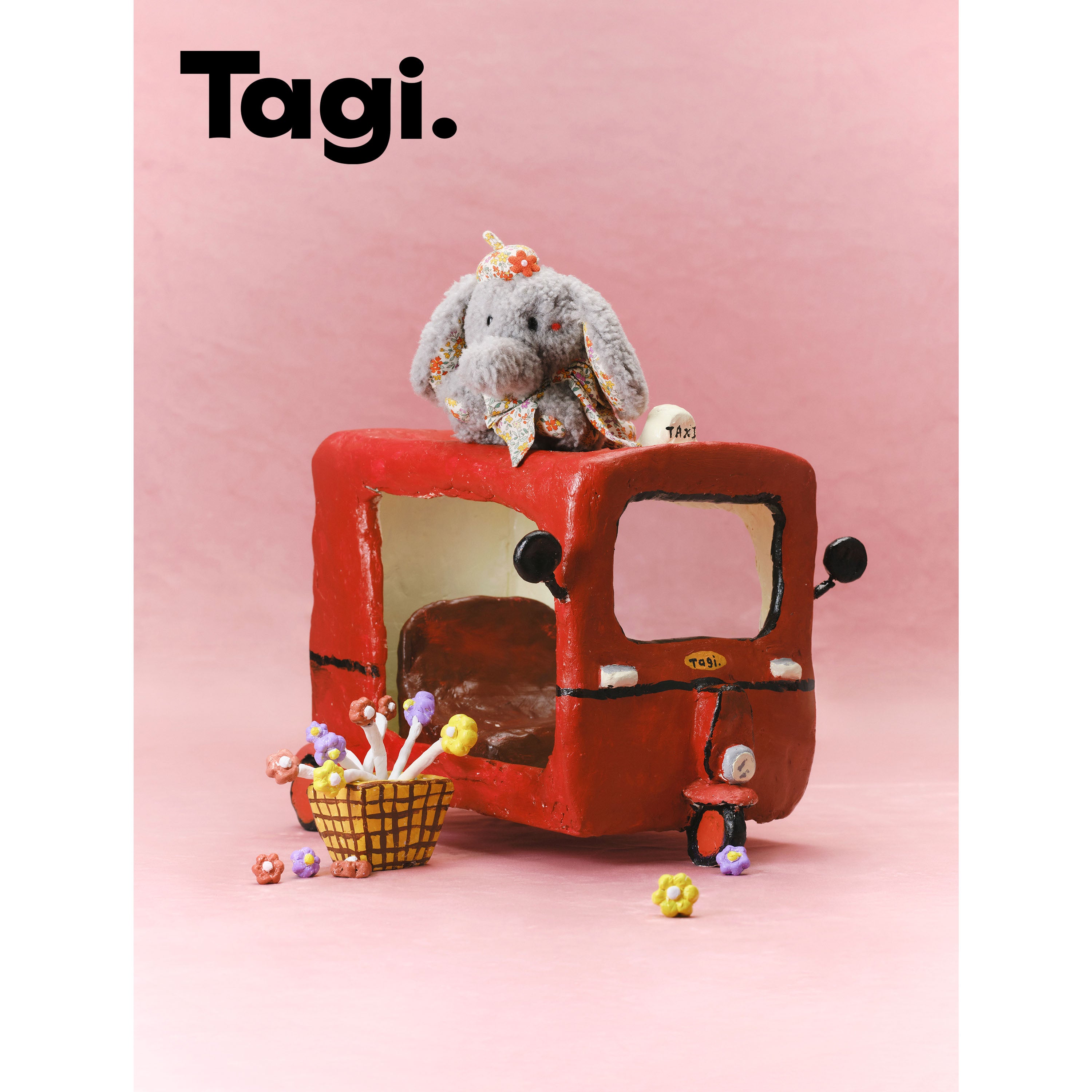 Tagi. Elly Grey Elephant Plush Bag Charm Pendant